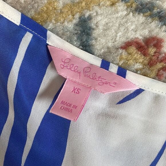 Lilly Pulitzer Sleeveless 100% Silk Blouse Cami Top Purple and White XS - Picture 3 of 5